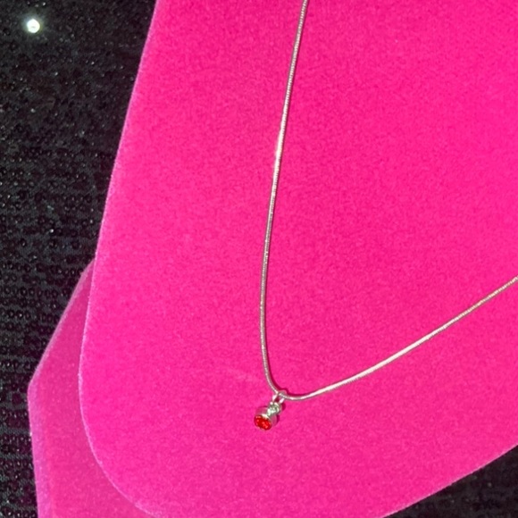 July Ruby Sterling Silver Necklace Birthday Birthstone Month Rhinestone gift Y2K - Picture 7 of 17